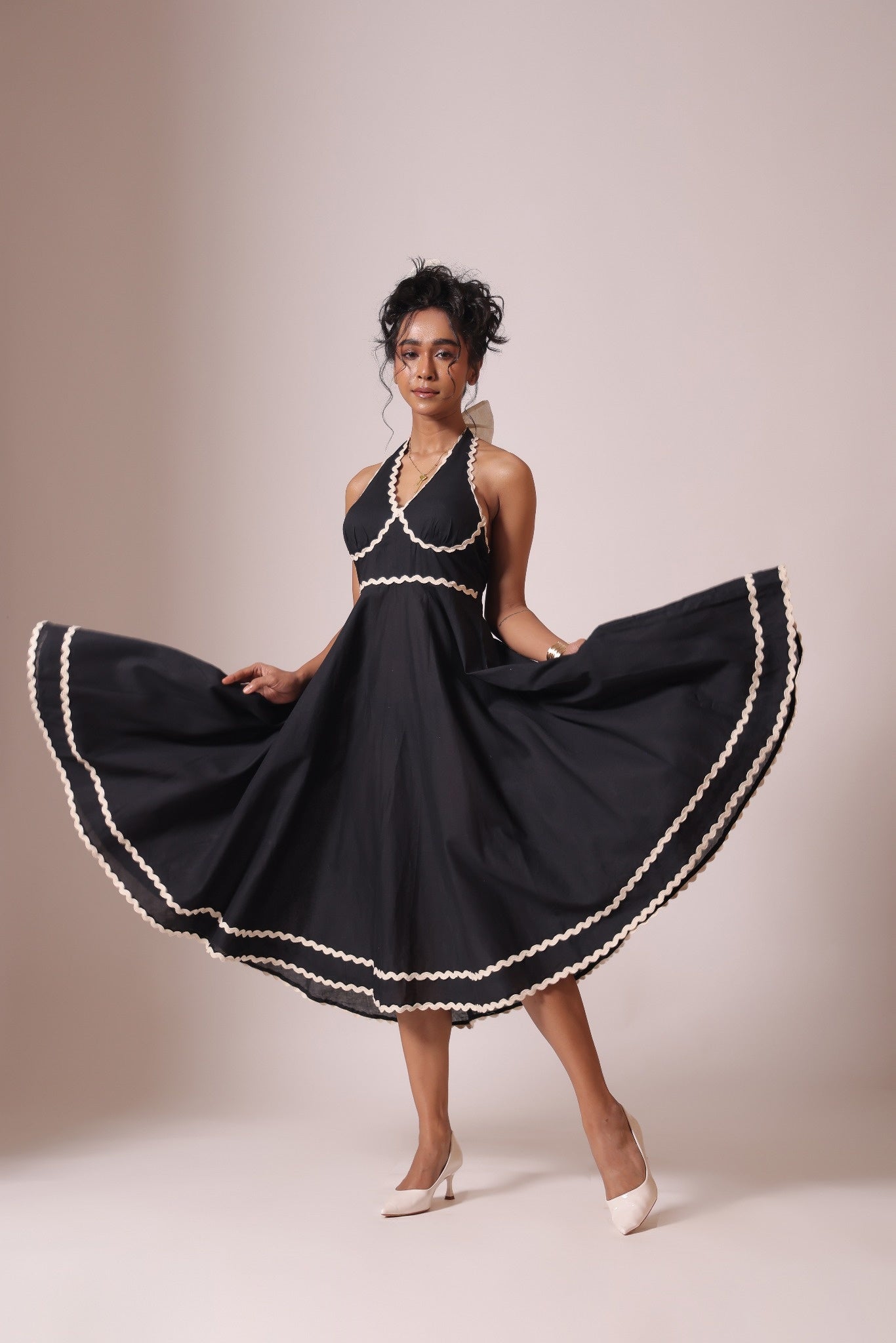 Black Flowy Midi Dress