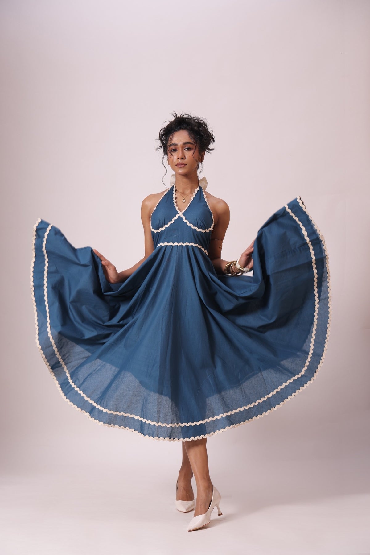 Blue Flowy Midi Dress