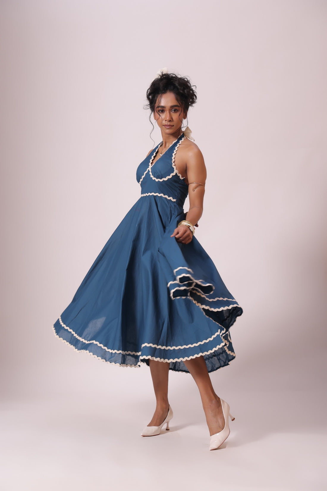Blue Flowy Midi Dress