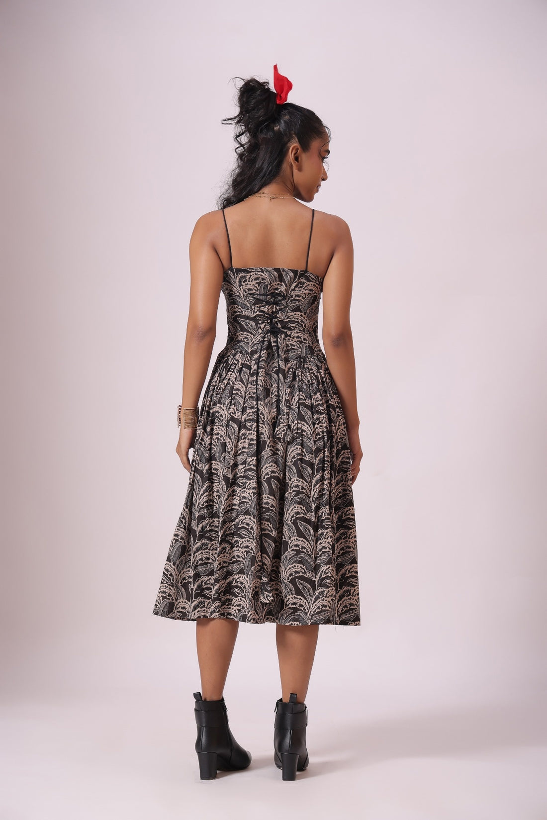 Black Printed Midi Dress
