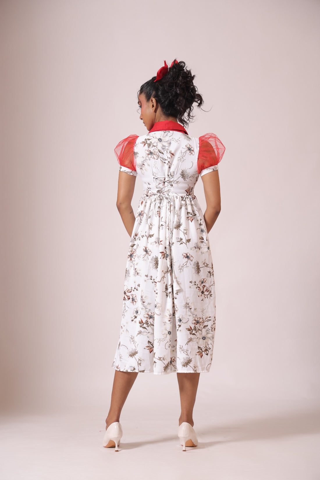White Floral midi dress