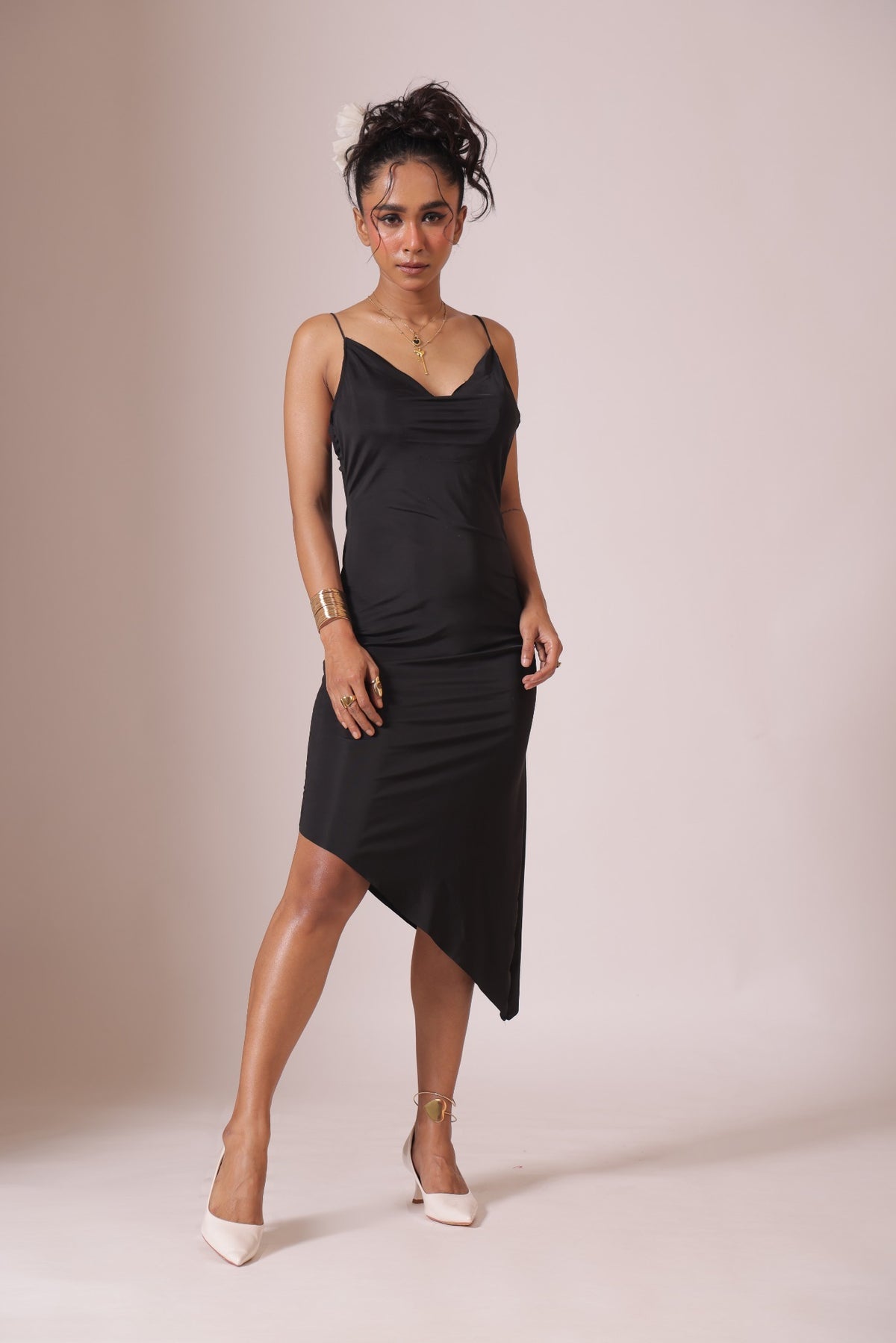 Black Satin bodycon Dress