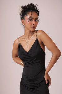 Black Satin bodycon Dress