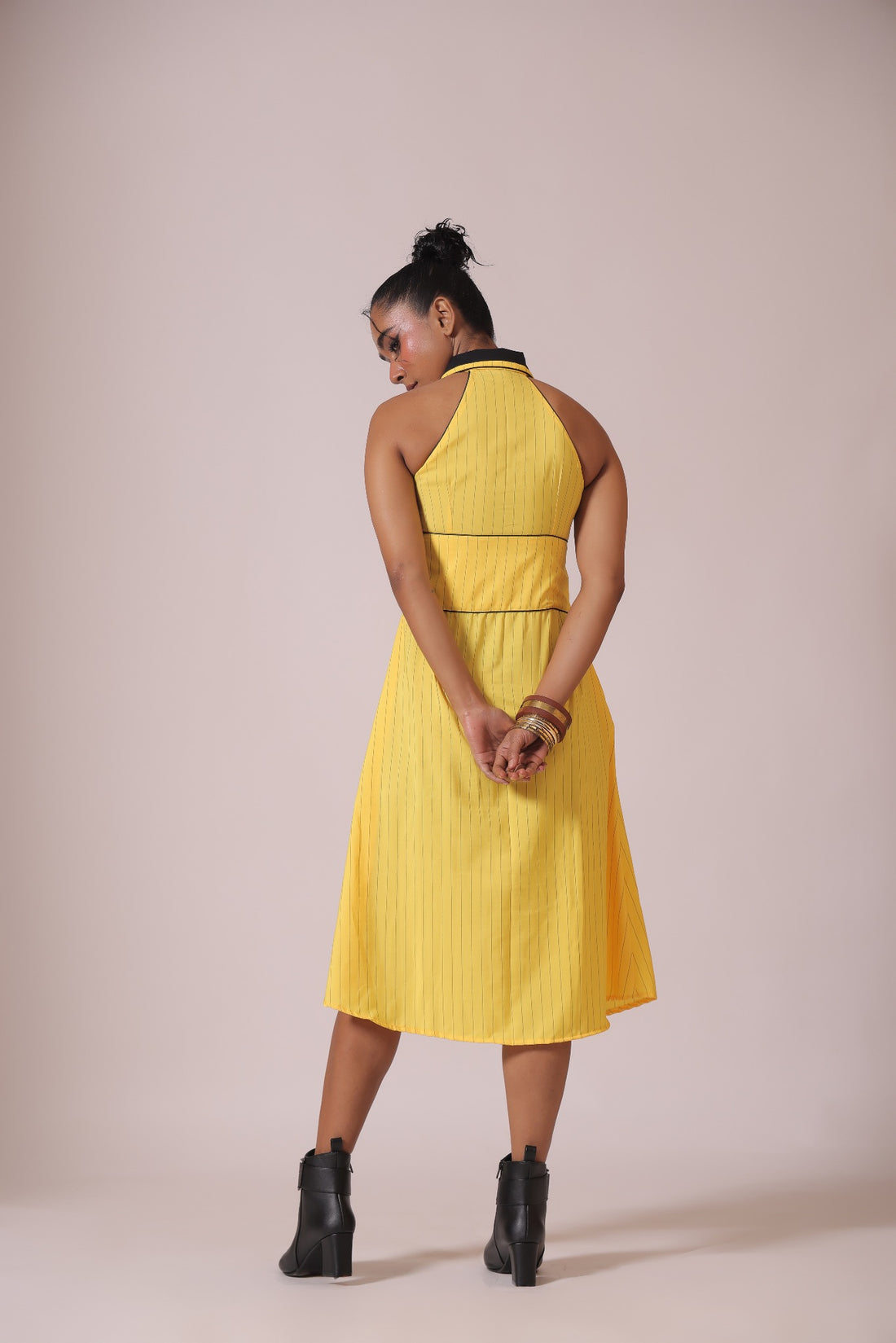 Yellow Stripe Midi Dress