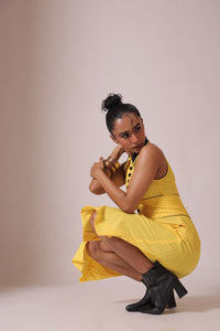 Yellow Stripe Midi Dress
