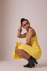Yellow Stripe Midi Dress
