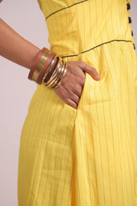 Yellow Stripe Midi Dress