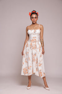 White orange floral dresss