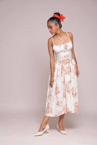 White orange floral dresss