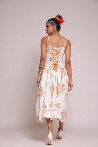 White orange floral dresss