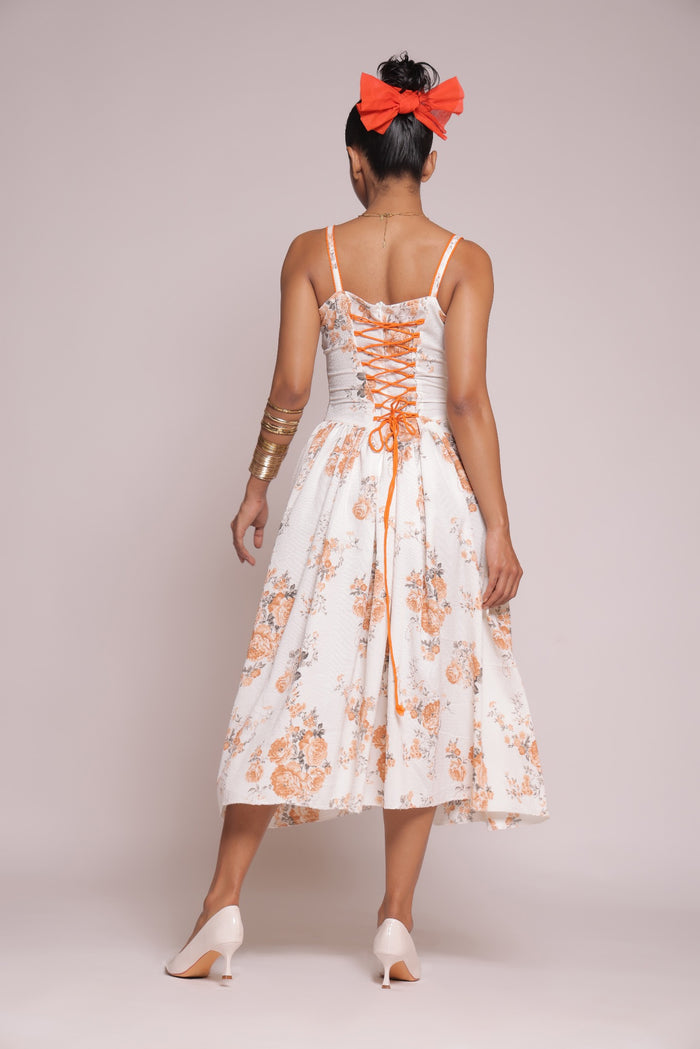 White orange floral dresss