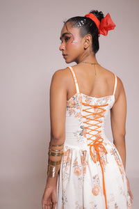 White orange floral dresss