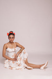 White orange floral dresss