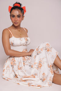 White orange floral dresss