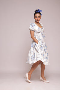 White blue floral dress