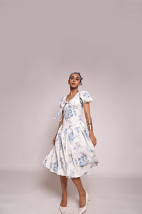 White blue floral dress